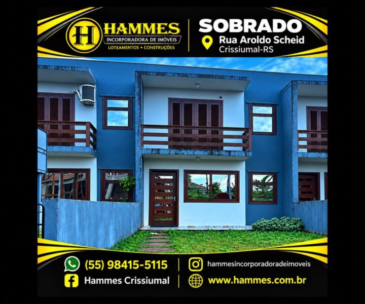 VENDE: Sobrado de 73,90M², Rua Aroldo Scheid – Crissiumal- RS