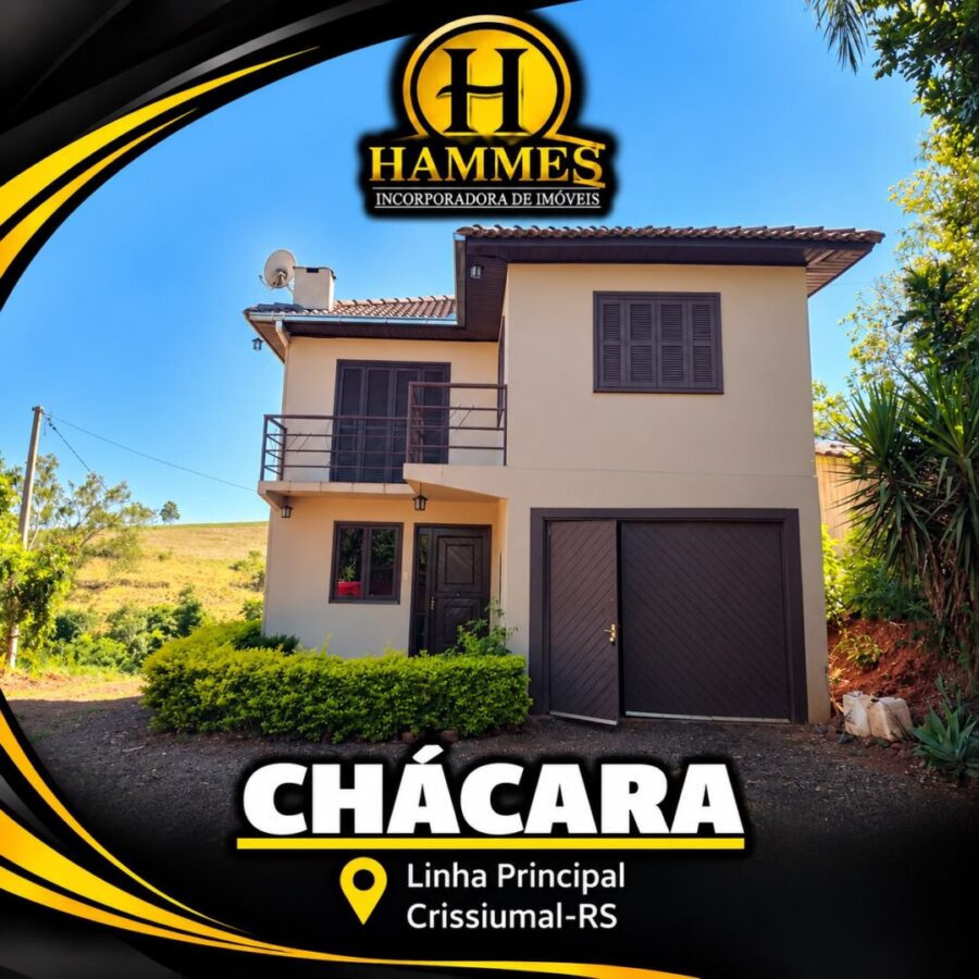 VENDE: LOTE RURAL: Chácara com 1.400m² com Casa de Alvenaria com 150m², na Linha Principal, ao lado do Bairro União – Crissiumal – RS