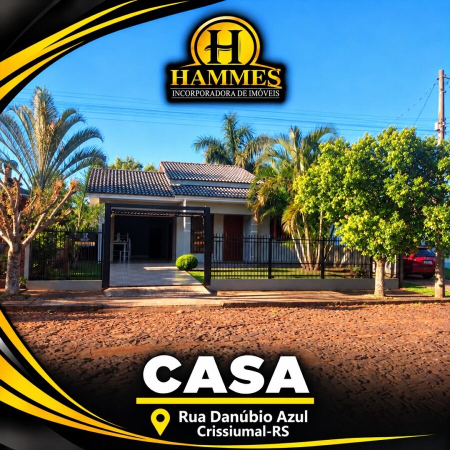 VENDE: Lote Urbano – Terreno com 252m² com Casa em Alvenaria de 93,67m² com Móveis sob medida e Energia Solar na rua Danúbio Azul – Bairro Recanto do Sol – Crissiumal – RS