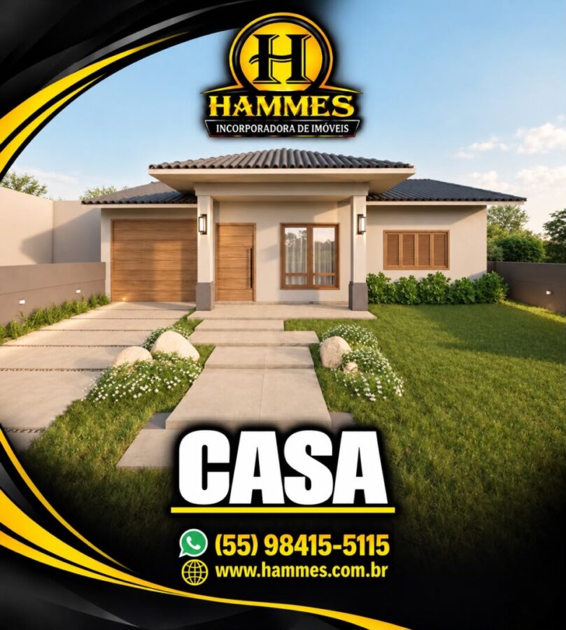 VENDE: Lote Urbano: Terreno e casa nova de alto padrão pré-laje com 100m²: com 2 quartos (1 suíte), cozinha, sala de estar, sala de jantar, lavanderia e uma garagem com churrasqueira – Crissiumal – RS
