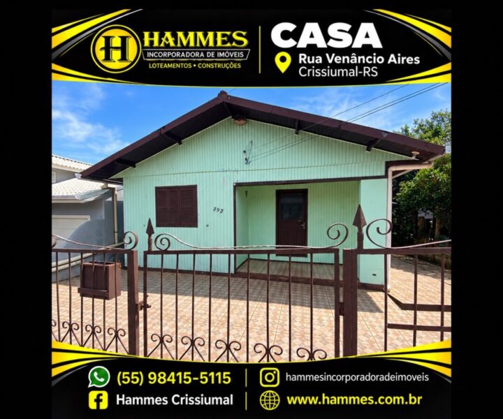 Vende: Casa mista, 132,52 m², Rua Venâncio Aires, Crissiumal-RS