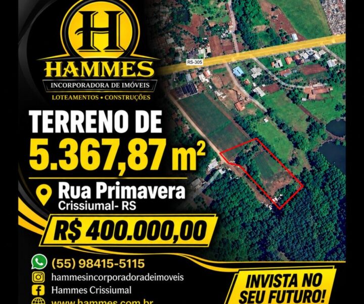 VENDE: Terreno de 5.367,87 m², Rua Primavera, Crissiumal-RS
