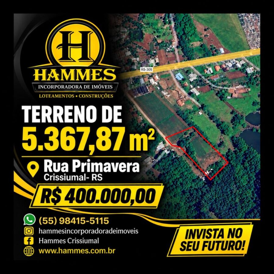 VENDE: Terreno de 5.367,87 m², Rua Primavera, Crissiumal-RS