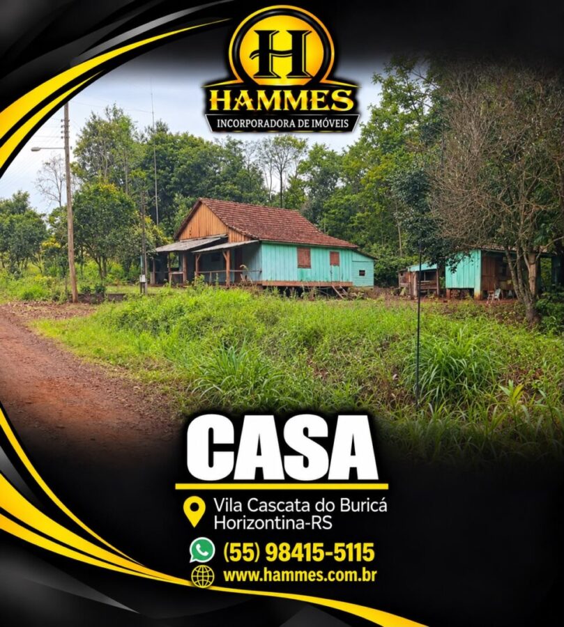 VENDE: Terreno de 1.250,00 m², com casa de madeira, Vila Cascata do Buricá, Horizontina-RS