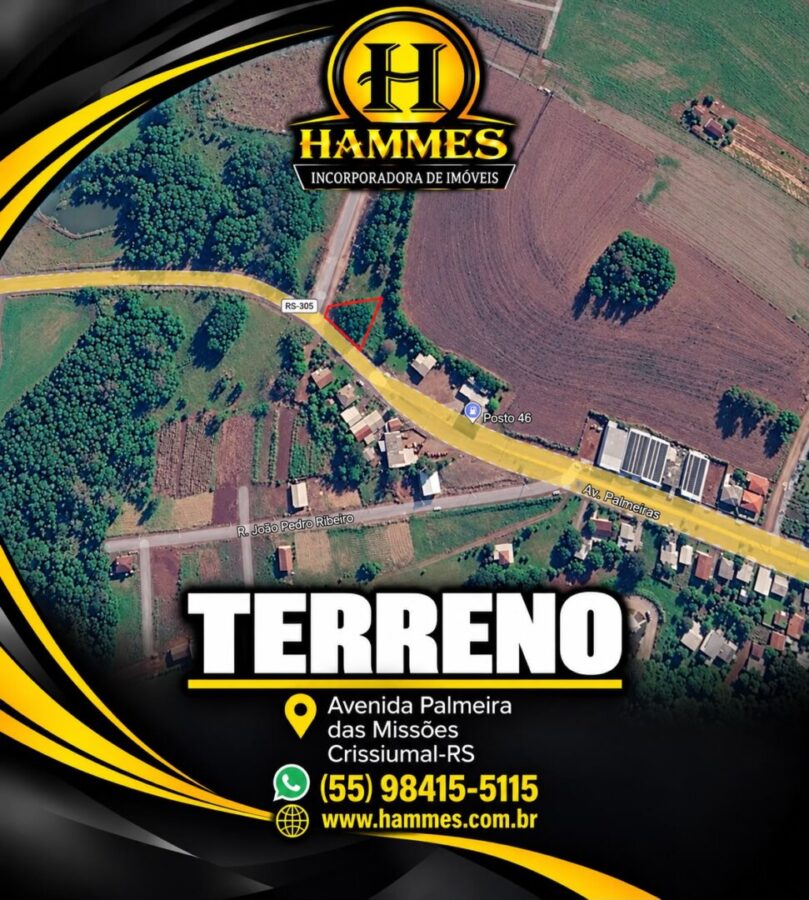VENDE: Terreno de 467,44m², Avenida Palmeira das Missões, Crissiumal-RS