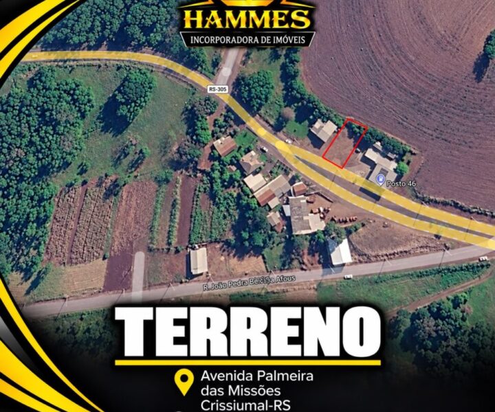 VENDE: Terreno de 507,86m², Avenida Palmeira das Missões, Crissiumal-RS